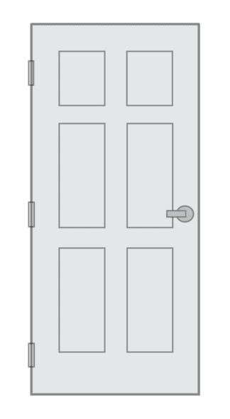 six panel commercial metal door